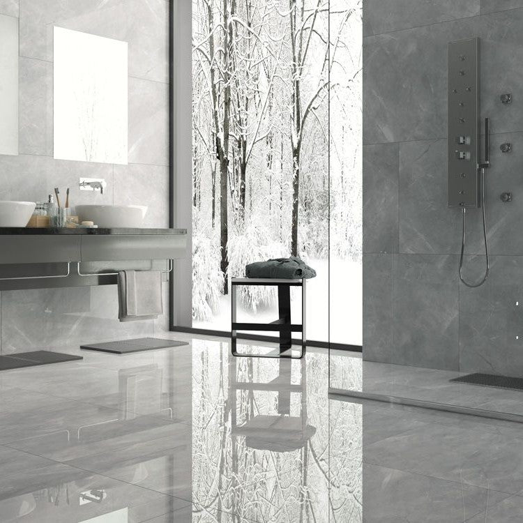 Ambiance avec le carrelage Pulpis Grey Brillant