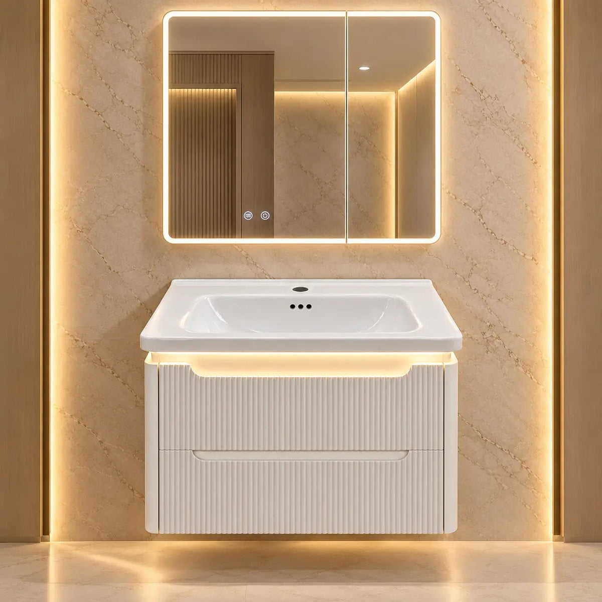 Meuble vasque suspendu OPALINE – 50 × 50 cm